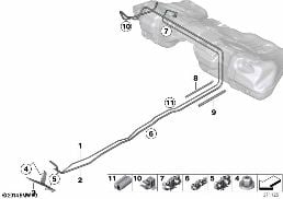 FUEL PIPE AND MOUNTING PARTS diagram for BMW 3 Series F30 335iX