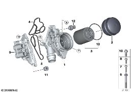 Přívod oleje-olejový filtr diagram for BMW 2 Series F87 M2 M2