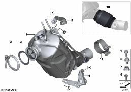CATALYSER/DIESEL PARTICULATE FILTER diagram for BMW 3 Series F30 LCI 318d