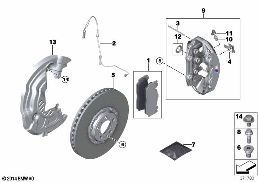 Čidlo brzdového obložení přední brzdy diagram for BMW 4 Series F82 M4 M4 GTS