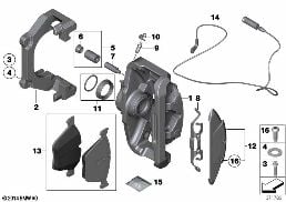 Sensor pastilha de travão roda diant. diagram for BMW 7 Series F03 750LiS