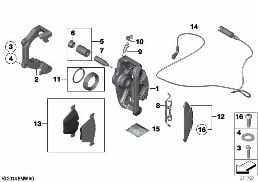Sensor pastilha de travão roda tras. diagram for BMW 7 Series F03 750LiS