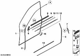 Lišty a těsnění dveře přední diagram for BMW Rolls-Royce Phantom RR1 Phantom