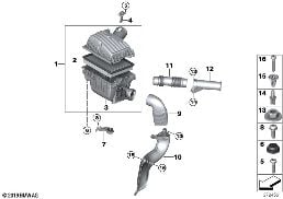 INTAKE MUFFLER/FILTER CARTRIDGE/HFM diagram for BMW i8 I15 i8