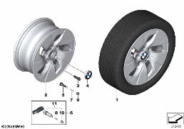 BMW LA WHEEL TURBINE STYLING 406 - 16'' diagram for BMW 3 Series F30 LCI 318i