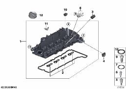 CYLINDER HEAD COVER/MOUNTING PARTS diagram for BMW 3 Series F30 LCI 320d ed