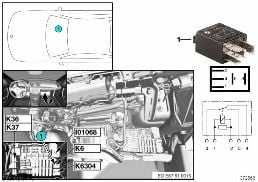 RELAY FOR HEADLIGHT CLEANING SYSTEM K6 diagram for BMW 1 Series E87 LCI 118d