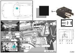 RELAY FOR HEATED REAR WINDOW K13 diagram for BMW 1 Series E87 LCI 118d