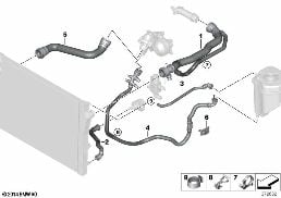 ท่อน้ำยาทำความเย็นของระบบหล่อเย็น diagram for BMW X5 F15 25dX
