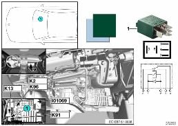RELAY FOR REAR WIPER K91 diagram for BMW 1 Series E87 LCI 118d