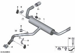 Impianto di scarico posteriore diagram for BMW X5 F15 25dX