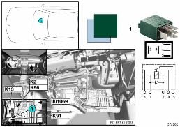 RELAY FOR REAR WIPER K91 diagram for BMW 3 Series E91 318d