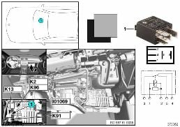 RELAY FOR HEATED REAR WINDOW K13 diagram for BMW 3 Series E90 318d