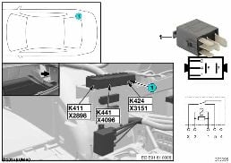 RELAY, GUN MOUNT K424 diagram for BMW 3 Series E90 318d