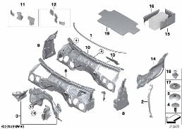 Zvuková izolace přední diagram for BMW 4 Series F83 M4 LCI M4