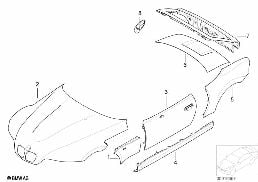 OUTER PANELS diagram for BMW Z3 E36 M