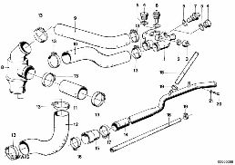 COOLING SYSTEM-THERMOSTAT/WATER HOSES diagram for BMW 3 Series E21 320i