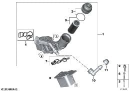 LUBRICAT.SYST.-OIL FILTER,HEAT EXCHANGER diagram for BMW 3 Series F30 LCI 320d ed