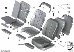 SEAT, FRONT, UPHOLSTERY AND COVER diagram for BMW 6 Series F12 640i