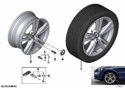 BMW LA WHEEL DOUBLE SPOKE 385 - 17'' diagram for BMW 2 Series F45 Active Tourer LCI 225i