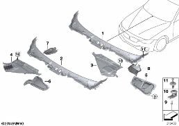 Výplň kryt přívodu vzduchu vnější diagram for BMW 4 Series F83 M4 LCI M4