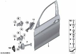 FRONT DOOR-HINGE/DOOR BRAKE diagram for BMW 3 Series F30 LCI 340i