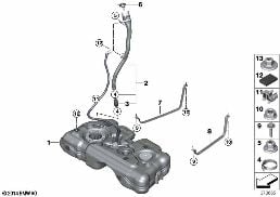 FUEL TANK/MOUNTING PARTS diagram for BMW X1 F48 20dX