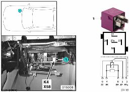 Relais soufflante chauffage K4 diagram for BMW 5 Series E39 525td