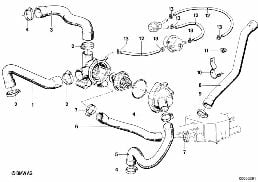 Systeme refroidissem.-thermostat/durite diagram for BMW 3 Series E21 323i