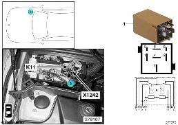 Relé stěrač čelního skla K11 diagram for BMW X5 E53 4.4i