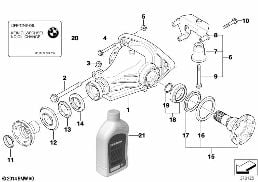 Pont arriere-mecanisme de cde/sortie diagram for BMW 5 Series E39 525td