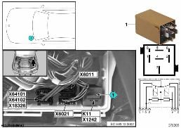 RELAY FOR WINDSHIELD WIPER K11 diagram for BMW X3 E83 LCI 1.8d