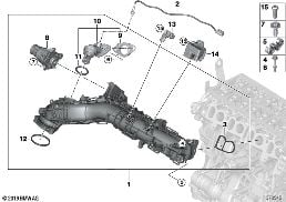 INTAKE MANIFOLD AGR WITH FLAP CONTROL diagram for BMW 3 Series F30 LCI 320d ed