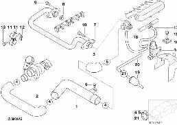 Syst.d'aspir.-tube d'air suralimente/AGR diagram for BMW 5 Series E39 525td