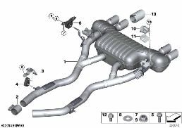 Σύστημα εξαγωγής καυσαερίων πίσω diagram for BMW 3 Series F80 M3 M3