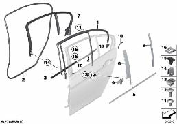 TRIM AND SEALS FOR DOOR, REAR