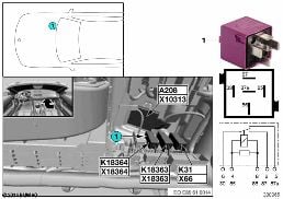 RELAY FOR CONVERTIBLE TOP 2 K18364 diagram for BMW Z4 E85 3.0si