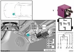 RELAY FOR CONVERTIBLE TOP 2 K18364 diagram for BMW Z4 E85 3.0si