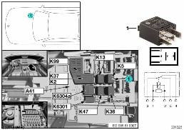 RELAY FOR FRONT WASHER PUMP K5 diagram for BMW Z4 E85 3.0si