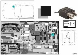 RELAY FOR HEATED REAR WINDOW K13 diagram for BMW Z4 E85 3.0si