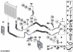 ENGINE OIL COOLER PIPE diagram for BMW 7 Series F01 LCI 750i