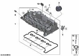 CYLINDER HEAD COVER diagram for BMW X1 F48 LCI 20d