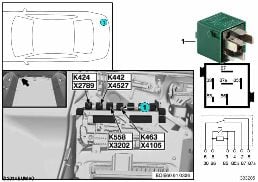 RELAY FOR RADIO SIGNAL / HORN K463 diagram for BMW 5 Series E61 530d