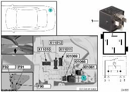 RELAY TERMINAL 30G I01068 diagram for BMW 5 Series E61 530d