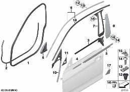 TRIM AND SEALS FOR DOOR, FRONT diagram for BMW 3 Series F34 GT 335iX