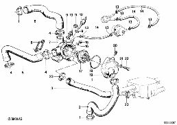 ระบบหล่อเย็น-เทอร์โมสตัท/ท่อน้ำ diagram for BMW 5 Series E12 520