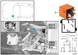 Relais pompe hydraulique SMG K6318 diagram for BMW Z4 E85 2.5i