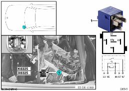 RELAY FOR BACKUP LIGHT K6325 diagram for BMW Z4 E85 3.0si