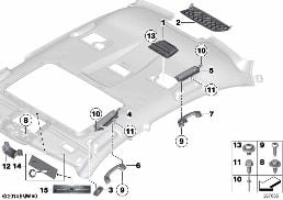 Piezas de montaje del interior del techo diagram for BMW 7 Series F02 740Li