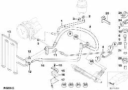 Direction hydraulique-Tuyaux d'huile diagram for BMW 5 Series E39 525td